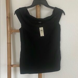 Ann Taylor Black Fitted Cap Sleeve Tank Top